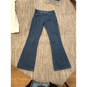 RUN and FLY Womens 32 Long Blue Flare Jeans